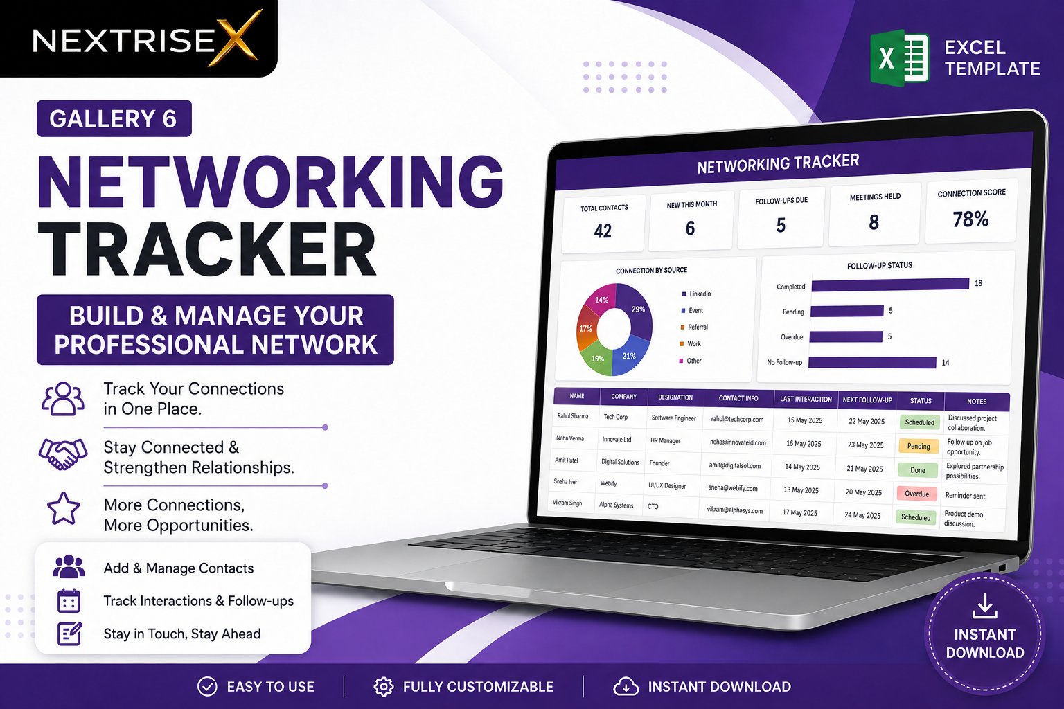 Job Application Tracker Pro – Excel Job Search & Application Management Template